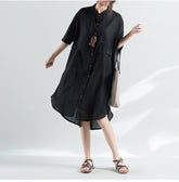 Women Loose Big Pocket Short Sleeve Dress